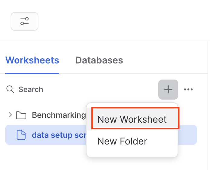 Create new worksheet to query data Create new worksheet to query data